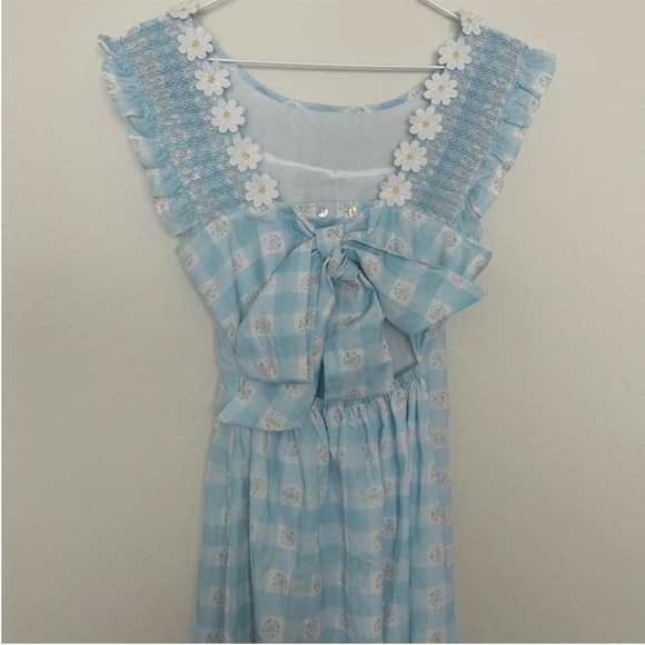 Dondolo x LoveShackFancy Daisy Love Floral Midi Dress Blue - Picture 7 of 10